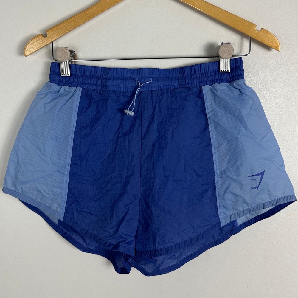 Gymshark Pulse 2‎ in 1 Shorts Blue Womens Sz XS Mesh Running Lightweight Layered